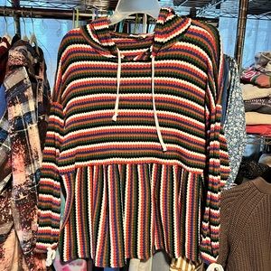 Striped Peplum Hoodie